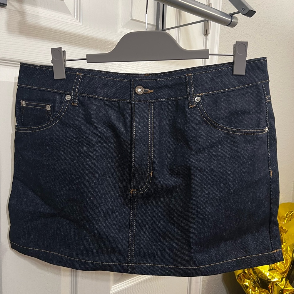Topshop Dark Blue Denim Mini Skirt